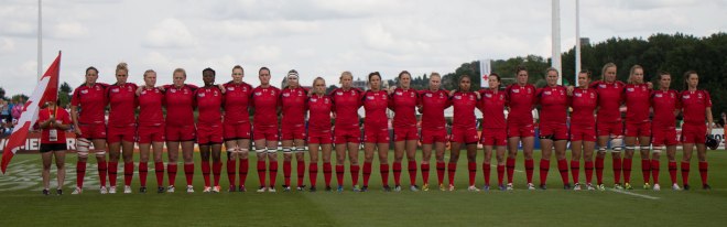 Canada as it lined up against England. (photo: Ron LeBlanc via Rugby Canada)