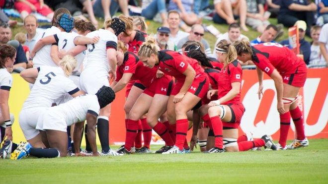 Canada held its own in a draw against powerful England to earn a semifinal berth. (photo: Ron LeBlanc via Rugby Canada)