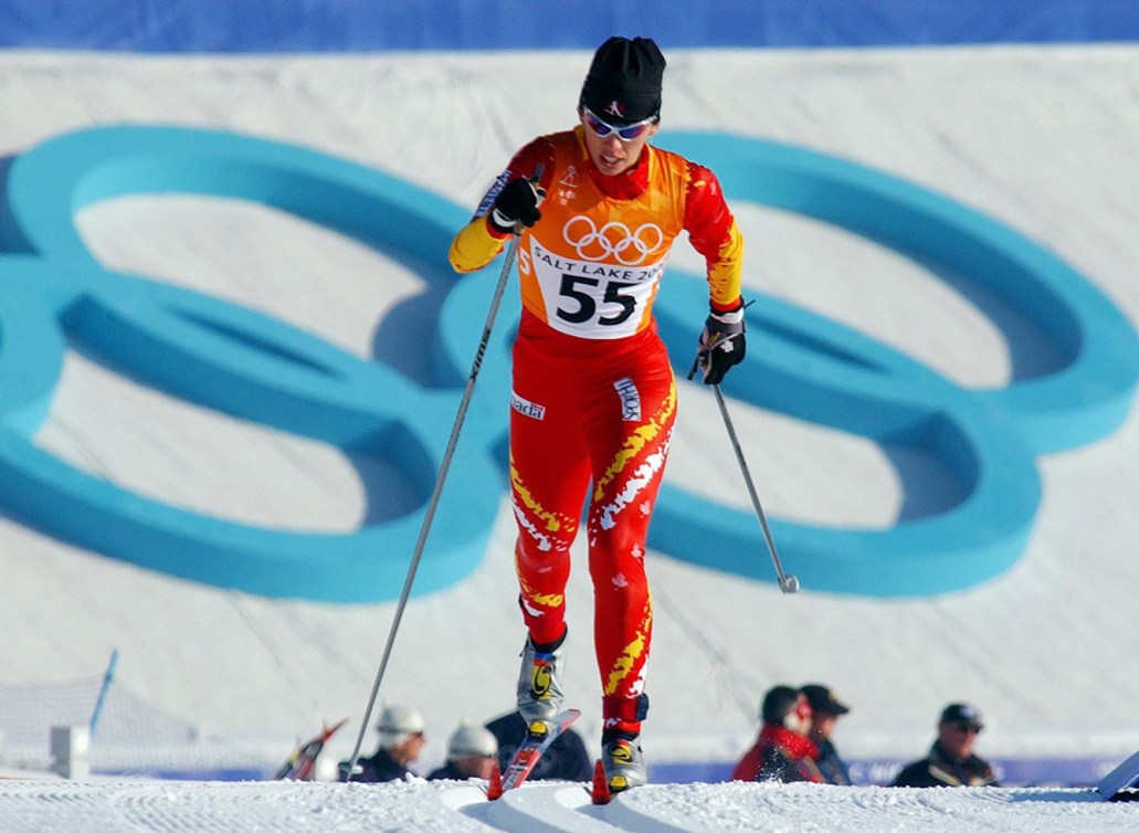 Canadian athlete skiing