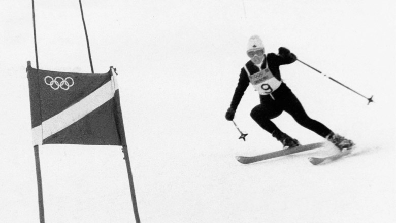 Nancy Greene skiing at the 1968 Winter Olympics