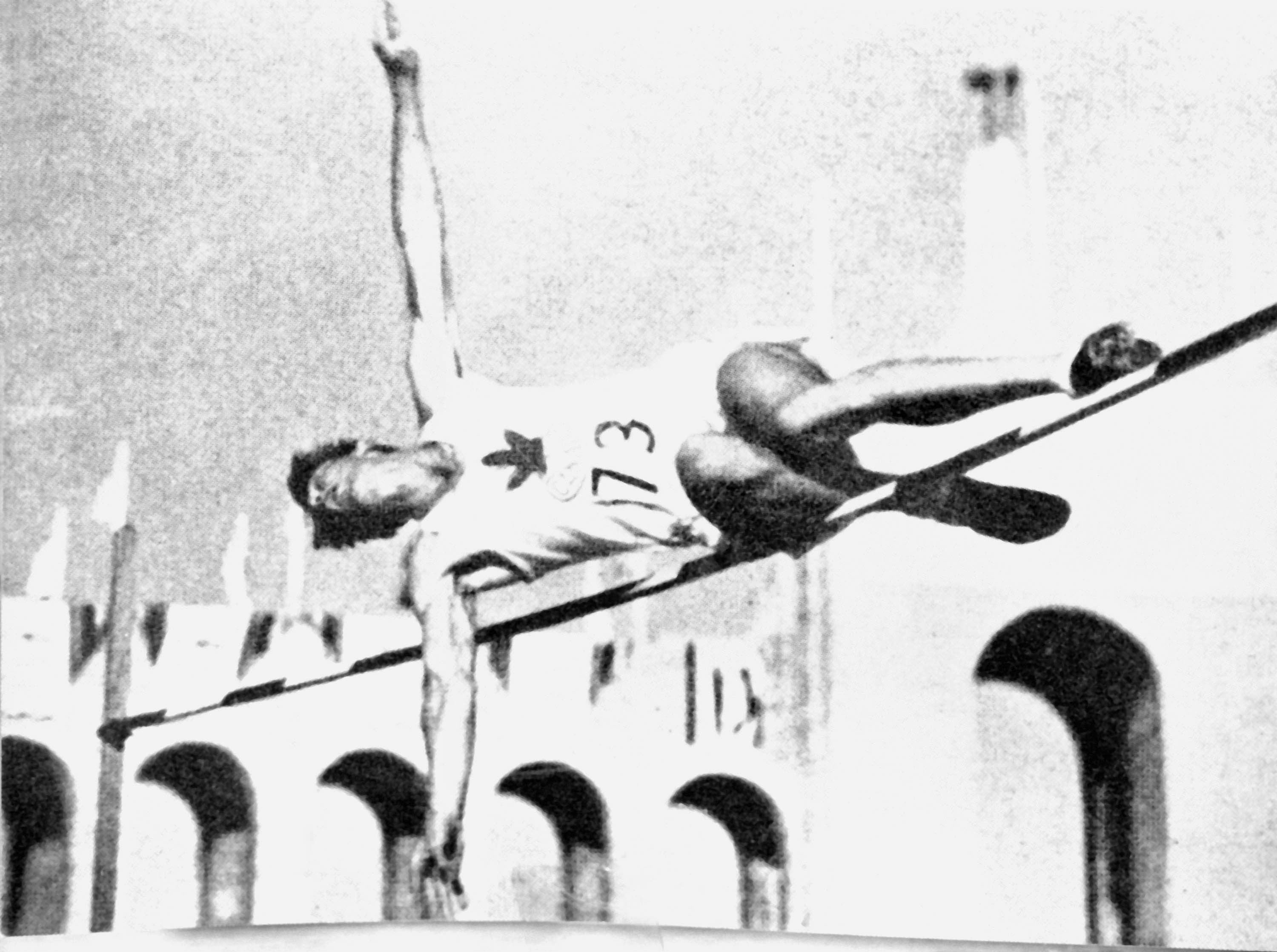 Canada's Duncan McNaughton competes in the high jump athletics event en route to a gold medal at the Los Angeles 1932 Olympic Games. (CP Photo/COC)