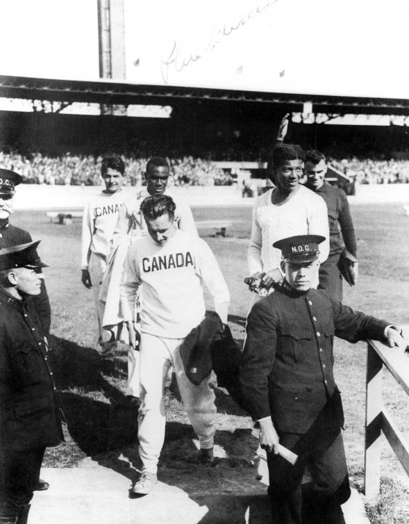 Canada's Phil Edwards (centre middle) participates in an athletics event at the Los Angeles 1932 Olympic Games. (CP Photo/COC)