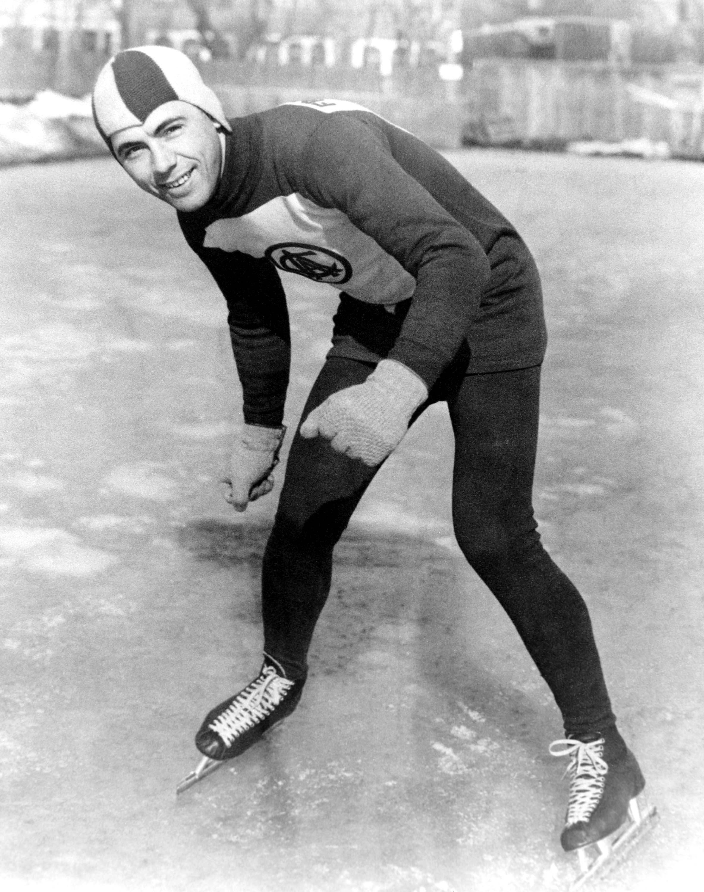 Canada's Frank Stack competes in the speed skating event at the Lake Placid 1932 Olympic Winter Games. Stack won the bronze medal in the 10,000m. (CP Photo/COC)