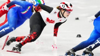 Kim Boutin competes in short track speed skating.