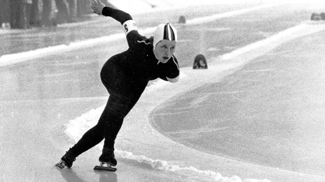 Canada's Cathy Priestner participating in speed skating at the Innsbruck 1976 Olympic Winter Games. (CP Photo/COC)