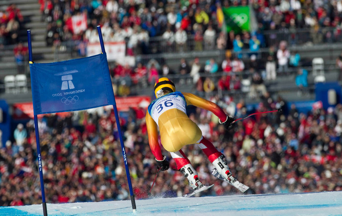 Georgia Simmerling competing in alpine skiing at Vancouver 2010.