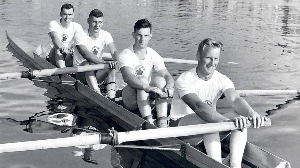 Walter d'Hondt, second from right, with the 1956 gold medal winning team