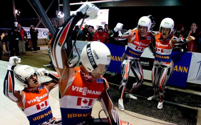 The Canadian Luge team consisting of Alex Gough, Sam Edney, Tristan Walker and Justin Snith hope to build on recent World Championship success at Sochi 2014. The Canadian Press/Jonathan Hayward