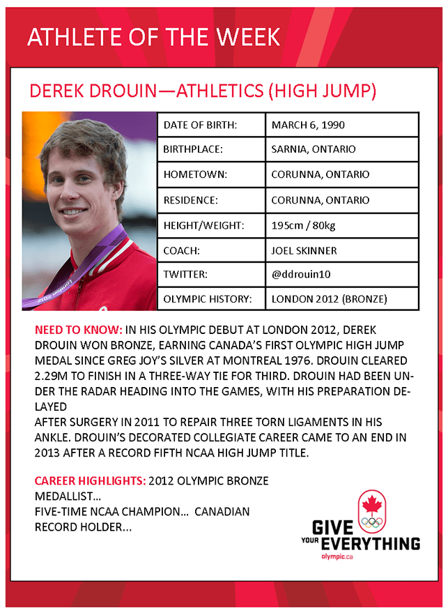 Athlete of the week Derek Drouin Team Canada Official Olympic Team