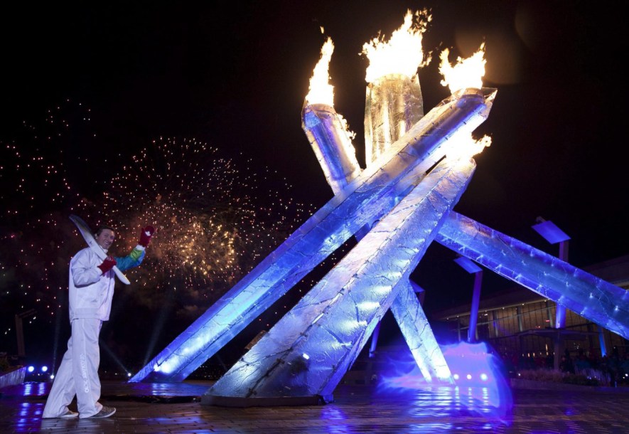 Team Canada - Wayne Gretzky lights the Olympic Cauldron during the Vancouver 2010 Opening Ceremony