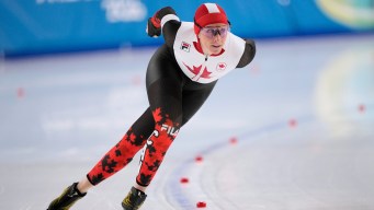 Ivanie Blondin competes in long track speed skating.