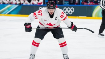 Sidney Crosby competes in ice hockey.