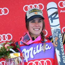 Marie-Michele Gagnon atop the podium in Austria.