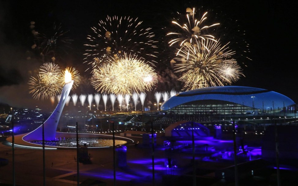 Team Canada - Fireworks over Olympic Park during the Sochi 2014 Opening Ceremony