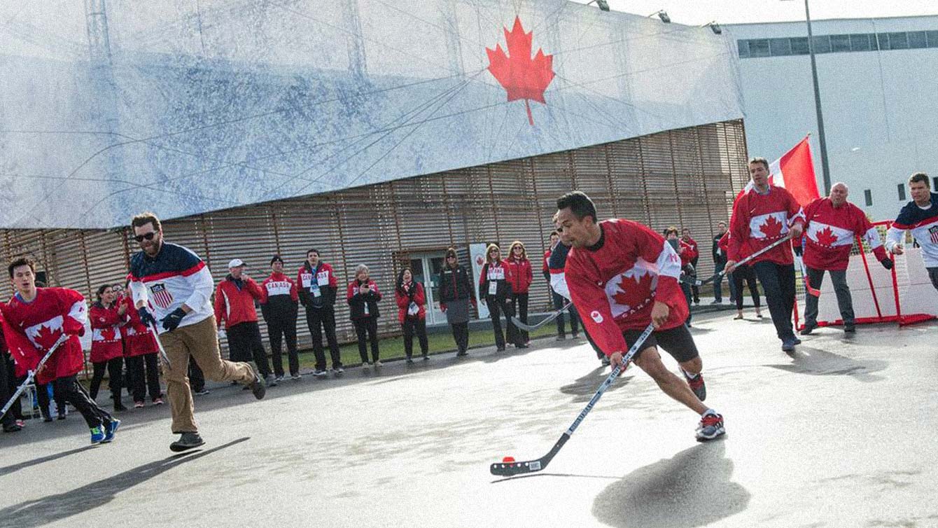Game on! Canada vs. USA street hockey breaks out in Sochi Team Canada