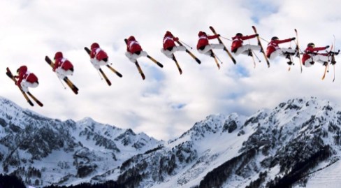 DARA HOWELL AERIAL SHOT An aerial photo of one of Dara Howell's jumps at Sochi 2014.