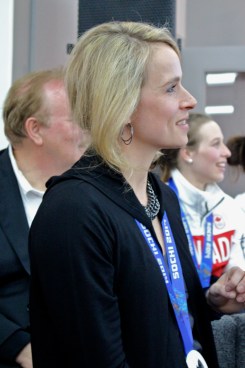 Dominique Maltais during the medal celebration