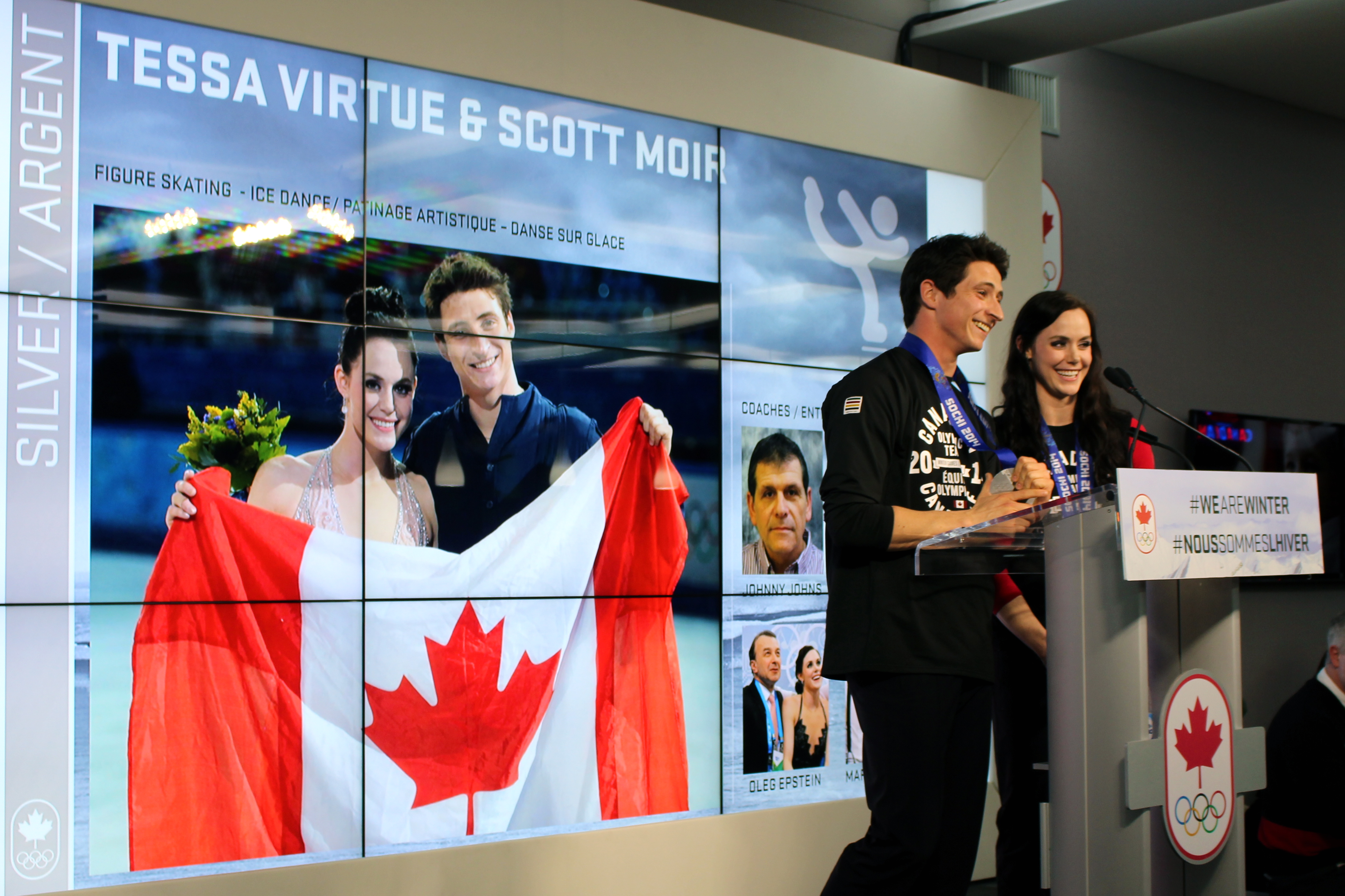Tessa and Scott during the medal celebration