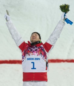 Freestyle Skiing Moguls Bilodeau on the podium