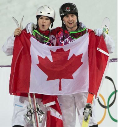 Freestyle Skiing Moguls Kingsbury and Bilodeau on the podium