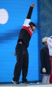 Men's 1500m Short Track Speed Skating Charles Hamelin receives his gold medal in men's 1500 metre short track