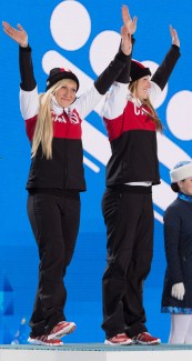 Kaillie Humphries and Heather Moyse on the podium
