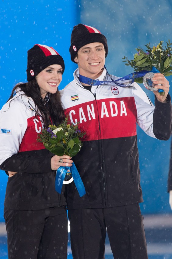 Medal Ceremony - Ice Dance Tessa and Scott pose with their medals