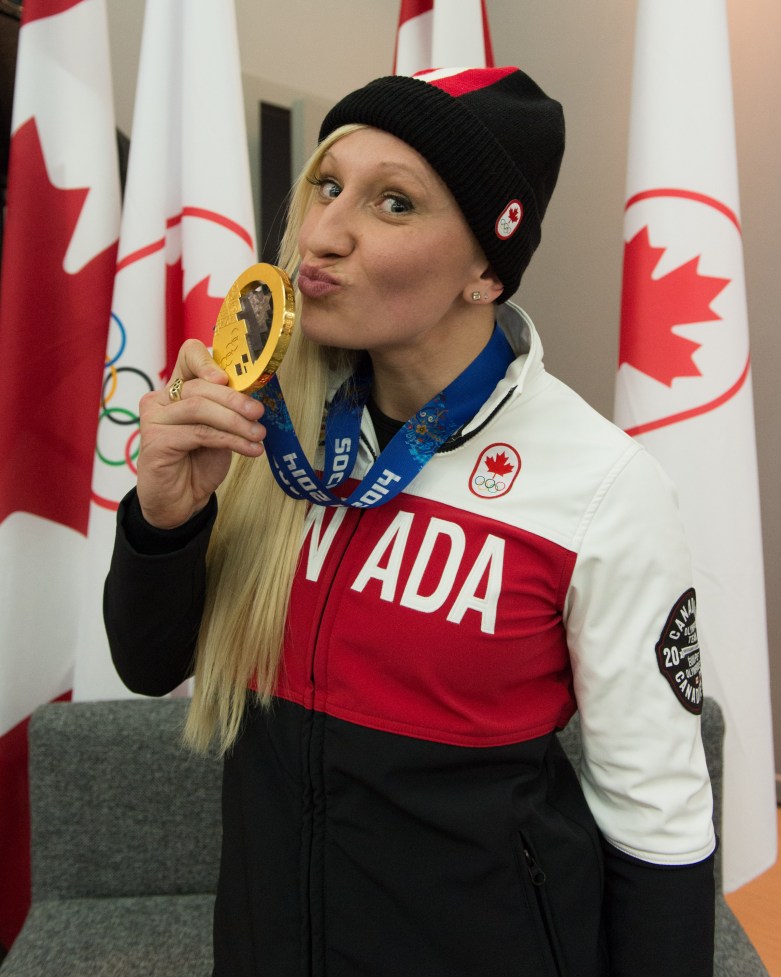 Kaillie Humphries during the medal celebration