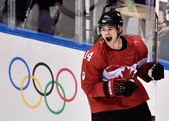 Team Canada men's hockey player celebrating