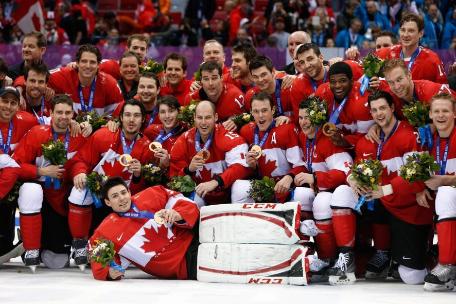 Team Canada's men's hockey team poses for a picture