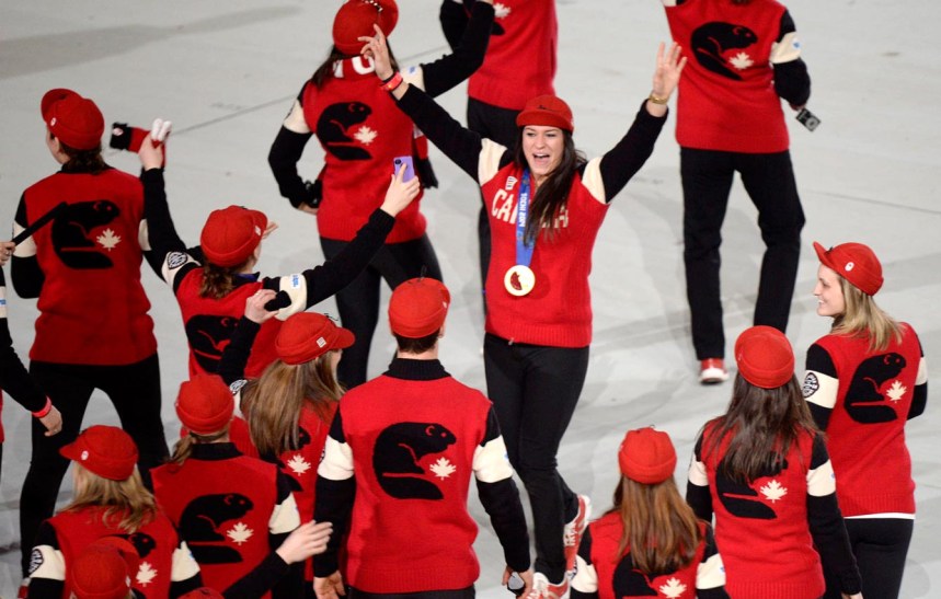 Team Canada during the closing ceremony