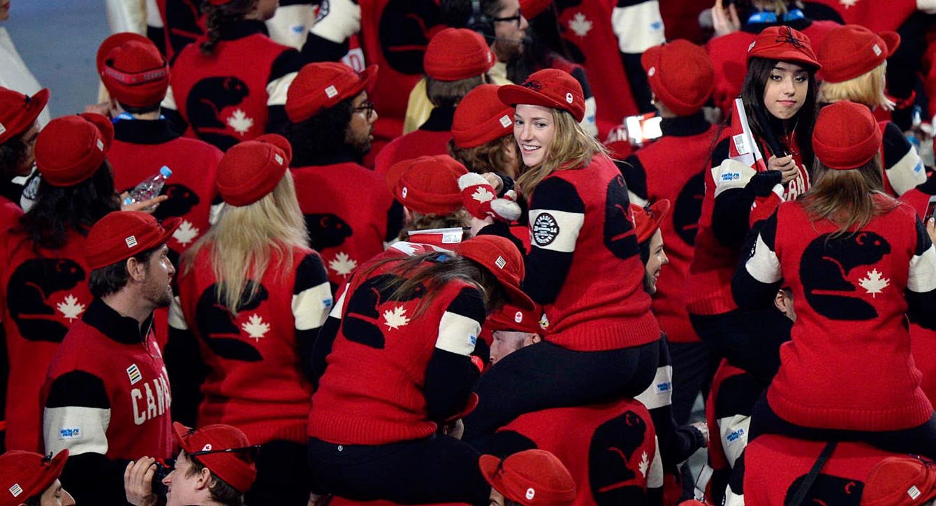 Team Canada during the closing ceremony