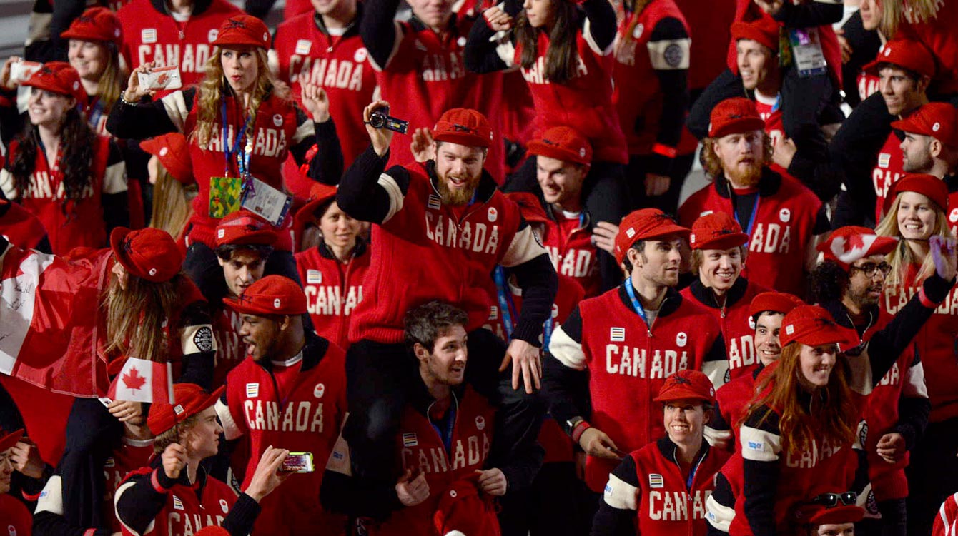 Team Canada during the closing ceremony