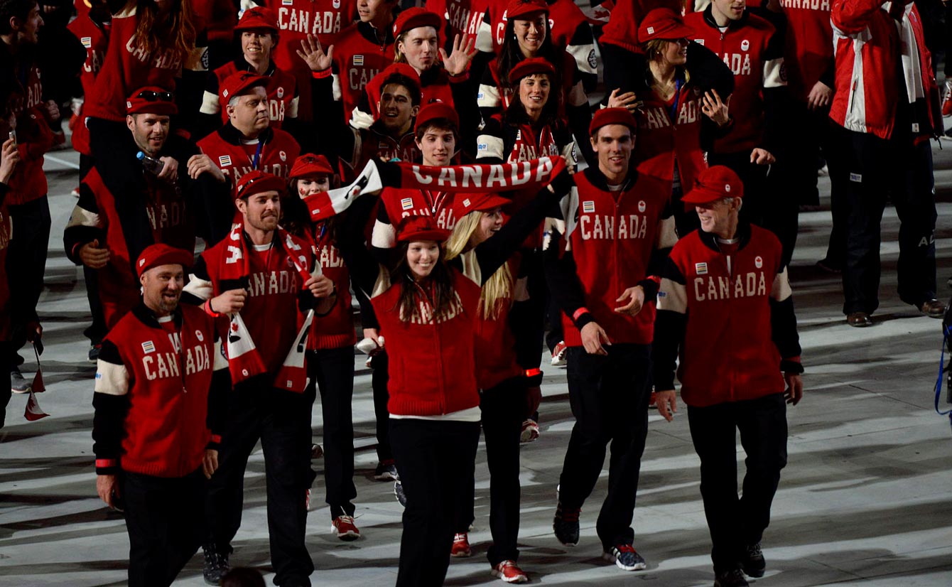 Team Canada during the closing ceremony