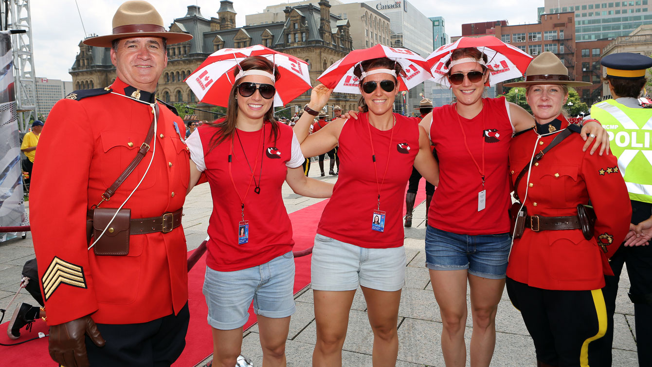 Mounties joined by (L-R) Lacasse, Labonte & Bucsis.