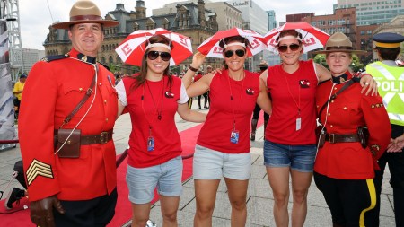 CanDay1 Mounties joined by (L-R) Lacasse, Labonte & Bucsis.