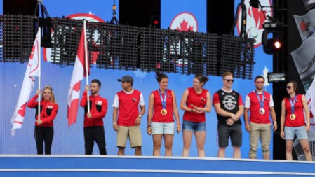CanDay2 Olympians and Paralympians representing Canada at Sochi were introduced on stage.
