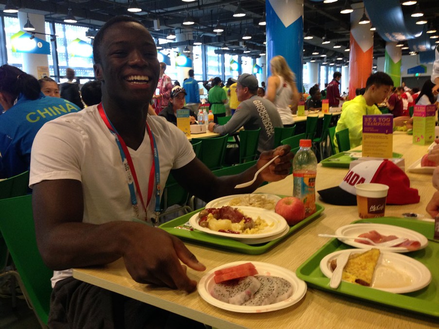 Judo athlete Louis Krieber-Gagnon with his spread for the day