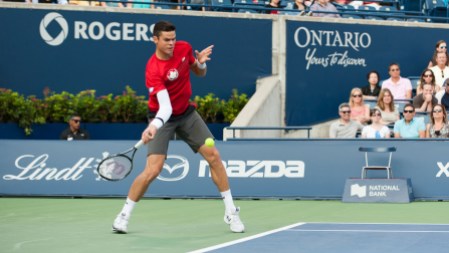 Milos Raonic - Rogers Cup 2014 Raonic and Sock met for the second time in a week, requiring four tiebreakers in two matches to settle both contests in the Canadian's favour. (Photo: Janet Kwan)