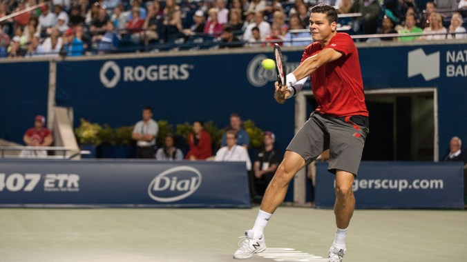 Milos Raonic - Rogers Cup 2014 Sock pressed Raonic to a decisive third set tiebreaker where the Canadian again prevailed 7-4. (Photo: Janet Kwan)