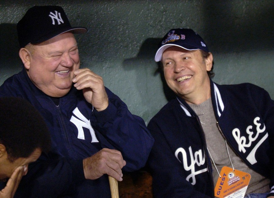 Billy Crystal with Don Zimmer during the 2003 ALCS. Photo: CP