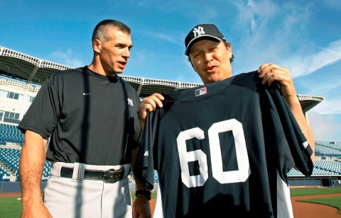 Billy Crystal with manager Joe Girardi. Photo: CP