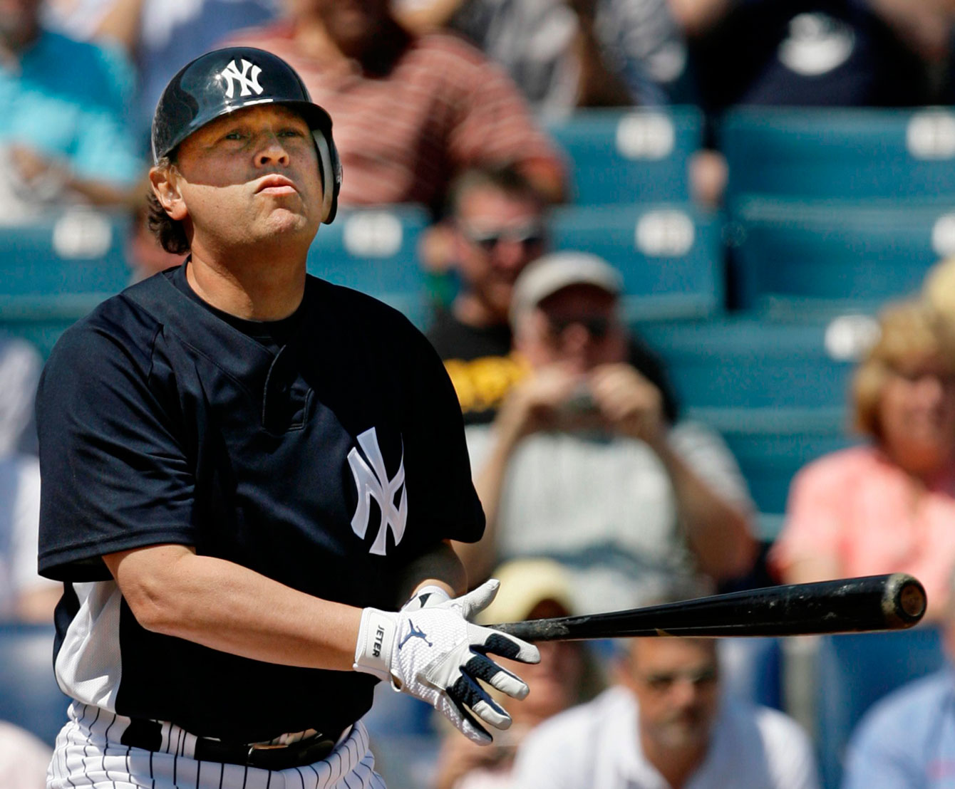 Billy Crystal taking an at-bat as a New York Yankee. Photo: CP