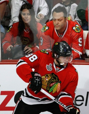 Vince Vaughn and his wife Kyla Weber are regulars at Blackhawk games. Photo: CP