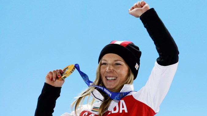 Howell receives her gold medal at the presentation ceremony.