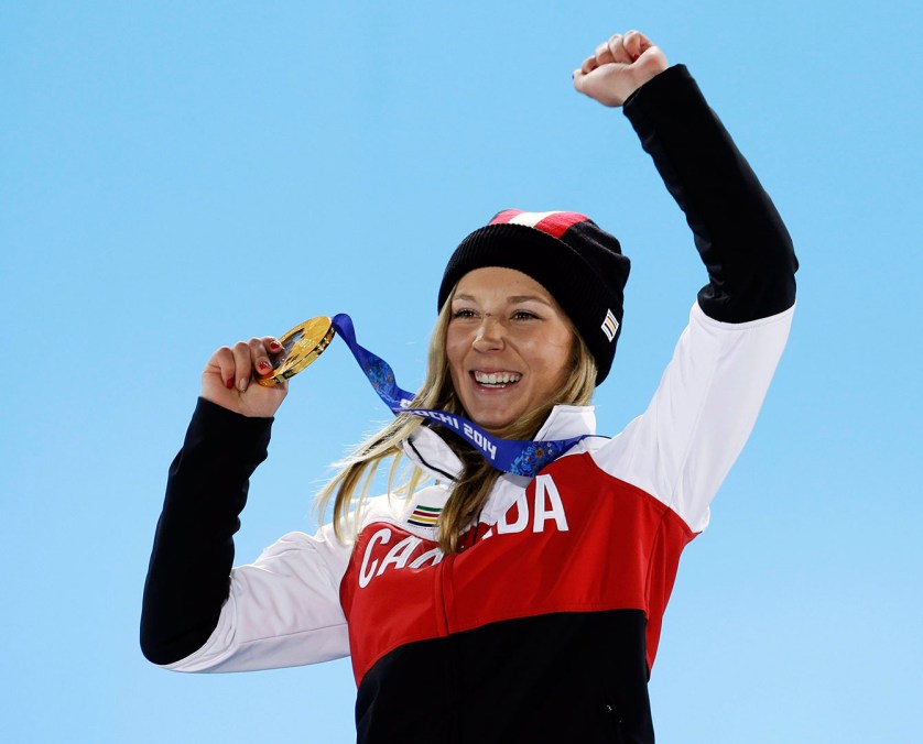 Dara Howell on the podium with her gold medal from Sochi 2014.