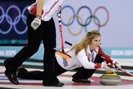 Curling skip Jennifer Jones during competition in Sochi.