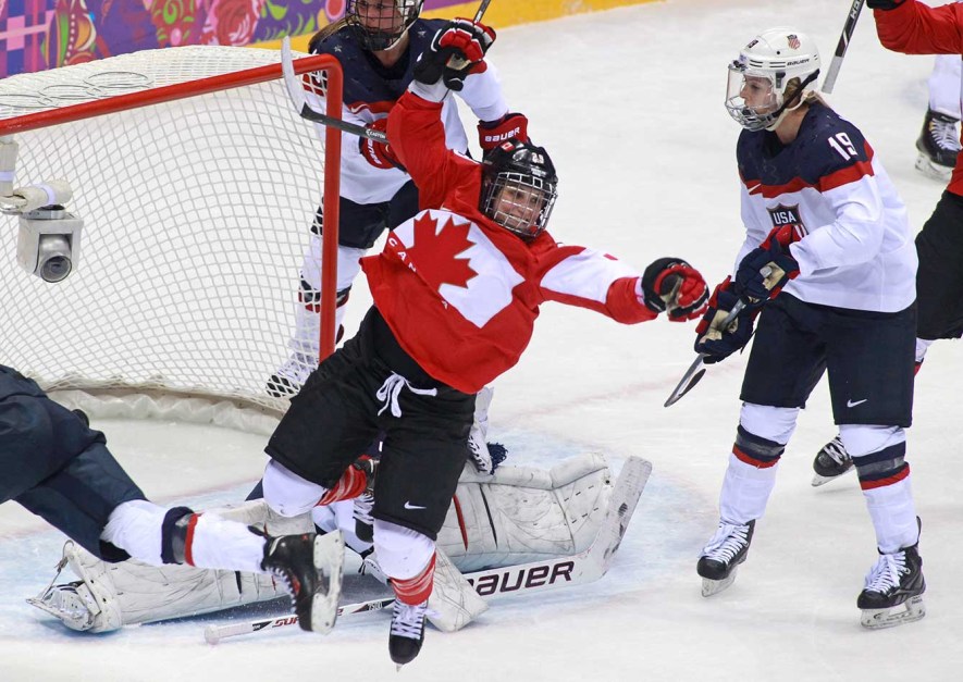 Marie-Philip Poulin after scoring the game-tying goal in the final at Sochi 2014.