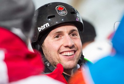 Alex Bilodeau all smiles after winning his second straight moguls gold.