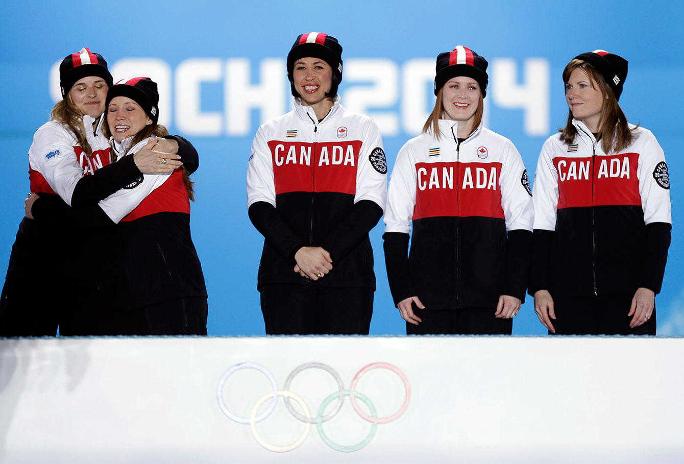 Team Jones at the victory ceremony in Sochi.